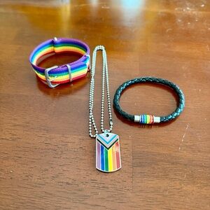 Onorainbow Pride Collection, two bracelets and a necklace